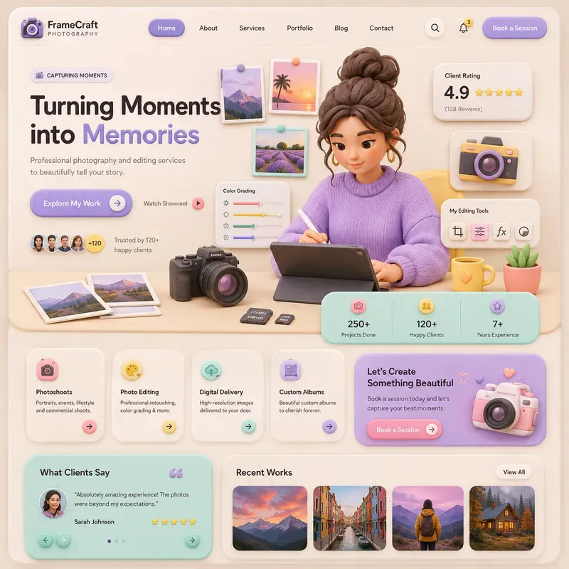 3D Claymorphism Landing Pages