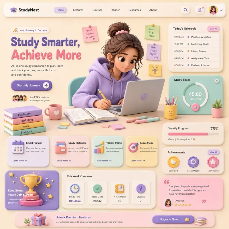 3D Claymorphism Landing Pages
