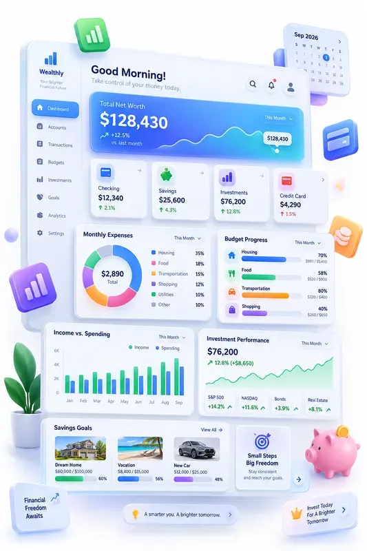 3D Neumorphic Dashboard UI Collections