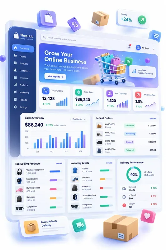 3D Neumorphic Dashboard UI Collections