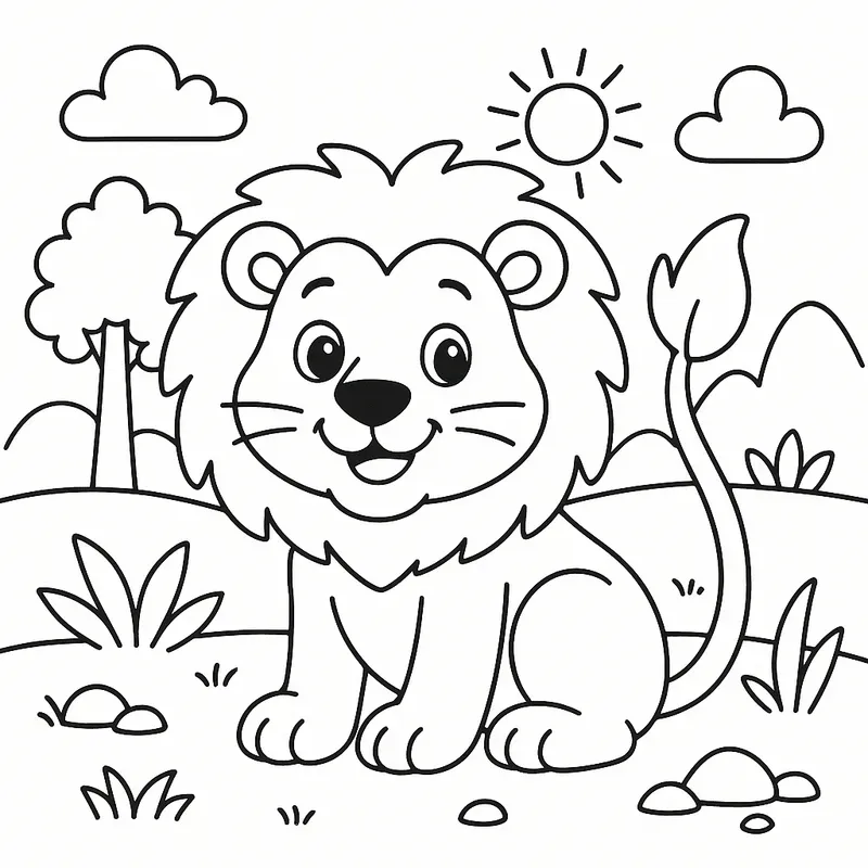 Cartoon Animal Coloring Book Pages