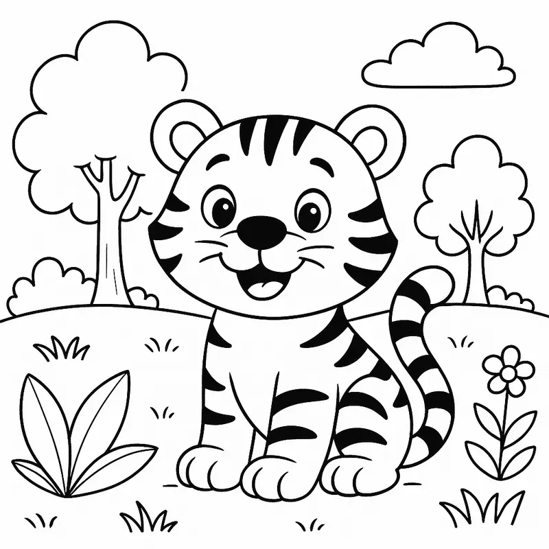 Cartoon Animal Coloring Book Pages