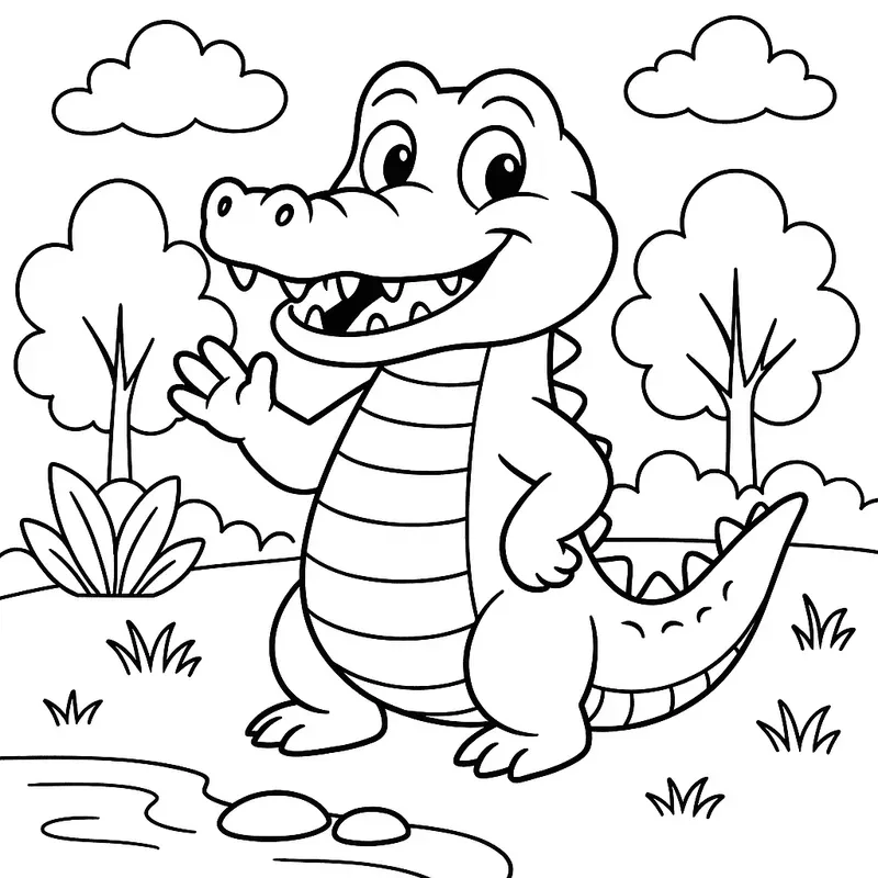 Cartoon Animal Coloring Book Pages