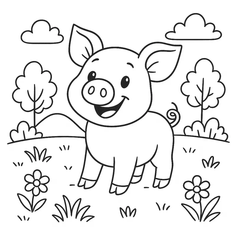 Cartoon Animal Coloring Book Pages