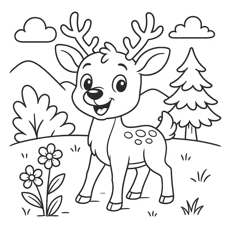 Cartoon Animal Coloring Book Pages