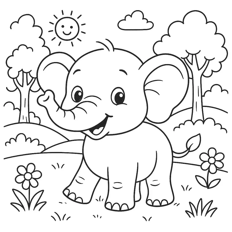 Cartoon Animal Coloring Book Pages