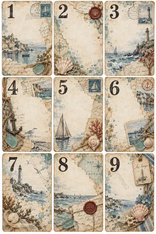 Vintage Numbered Cards