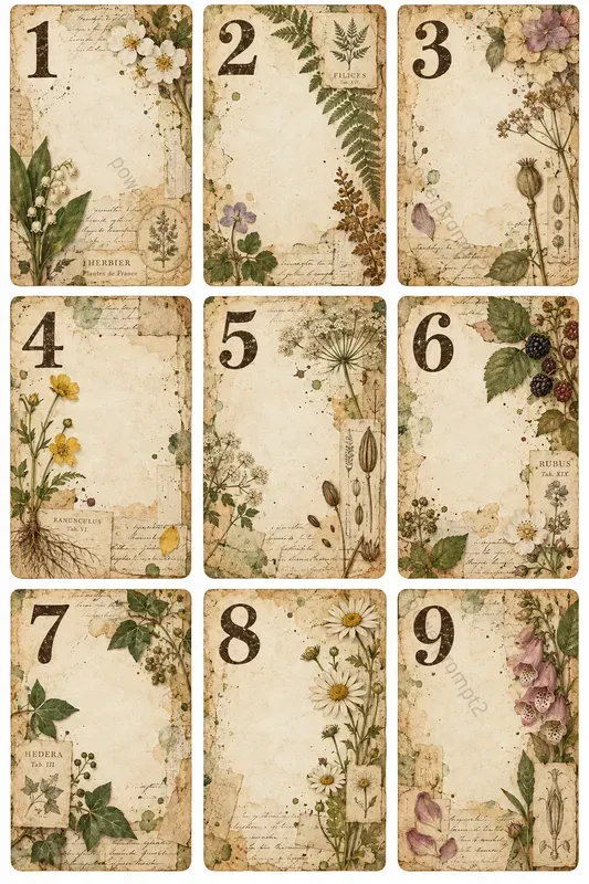 Vintage Numbered Cards