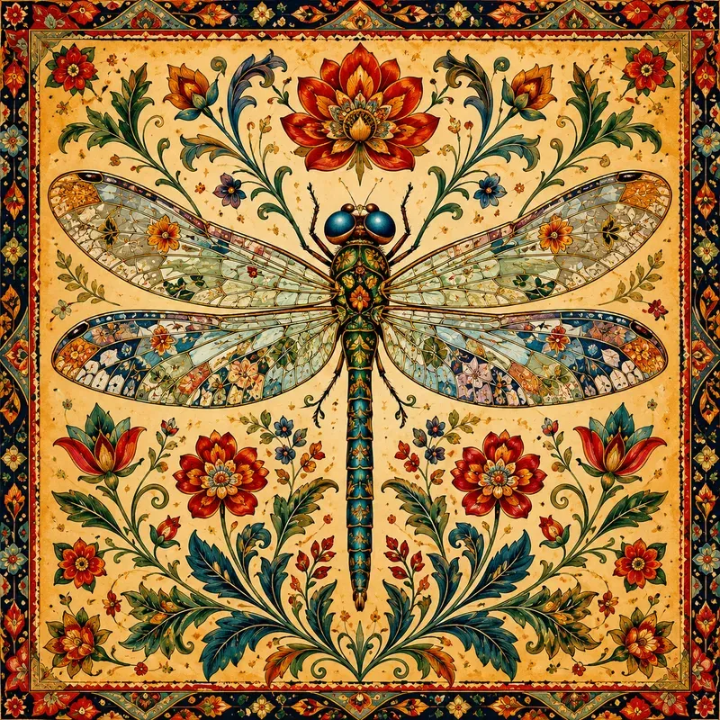 Folk Floral Insect Art