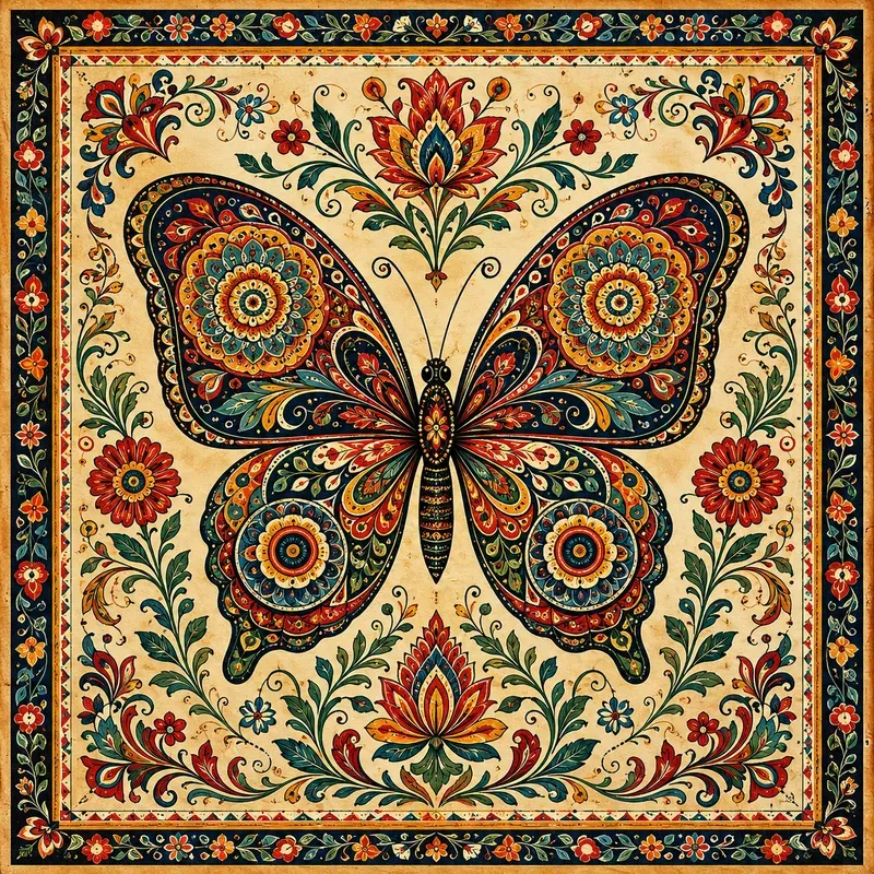 Folk Floral Insect Art