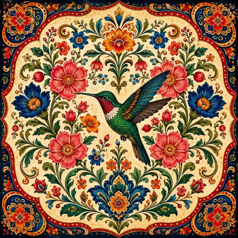 Folk Floral Insect Art