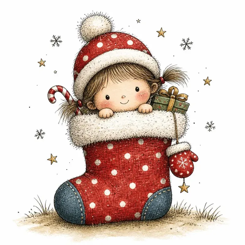 Whimsical Christmas Logo Clipart Sets