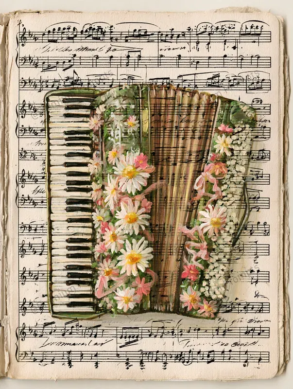 Vintage Musical Junk Journal Gouache Art