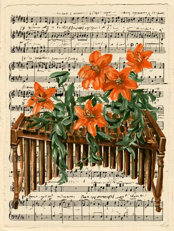Vintage Musical Junk Journal Gouache Art