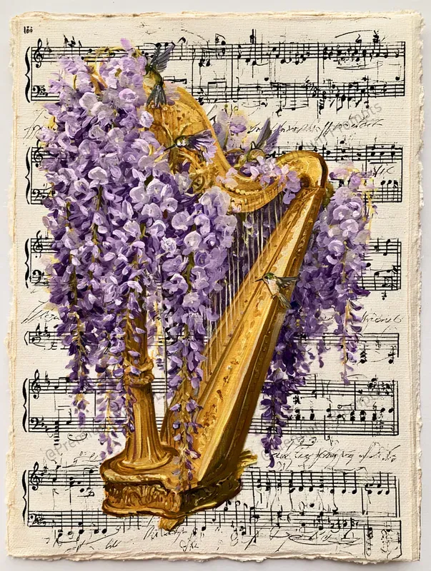 Vintage Musical Junk Journal Gouache Art