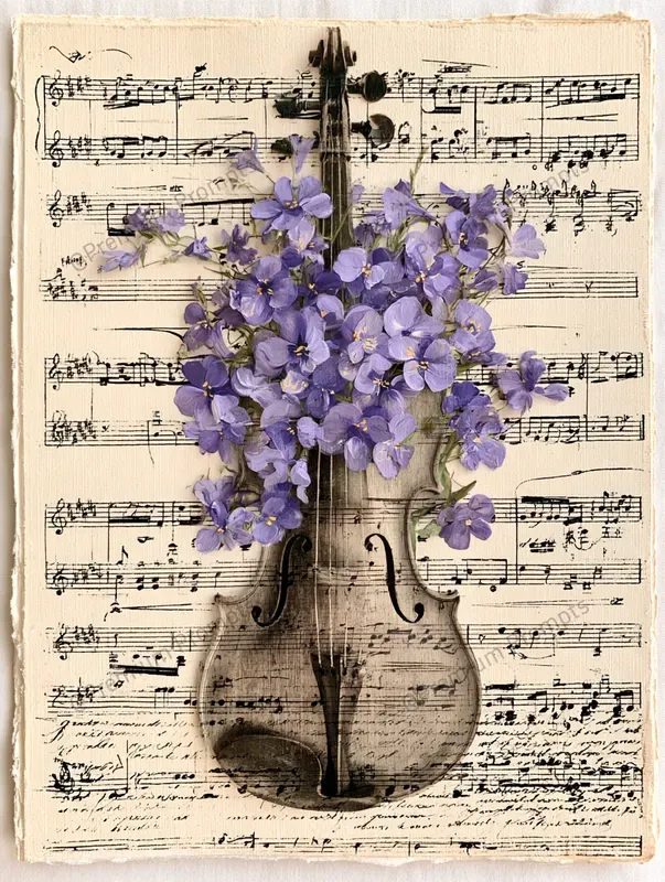 Vintage Musical Junk Journal Gouache Art