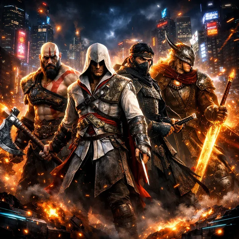 Epic Video Game Action Posters