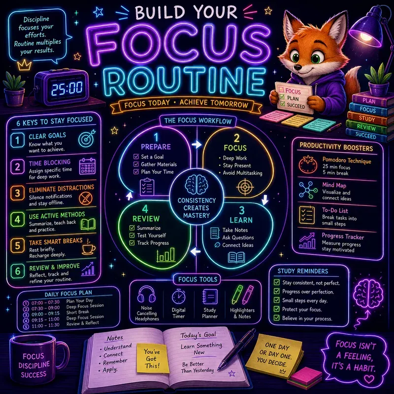 Neon Study Skills Infographics