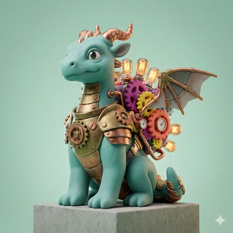 3D Claymorphism Steampunk Toy Assets