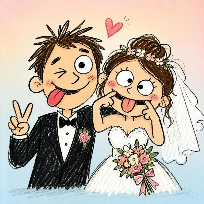 Playful Doodle Couple Illustrations