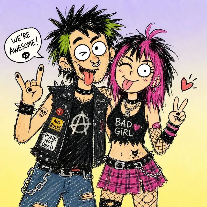 Playful Doodle Couple Illustrations