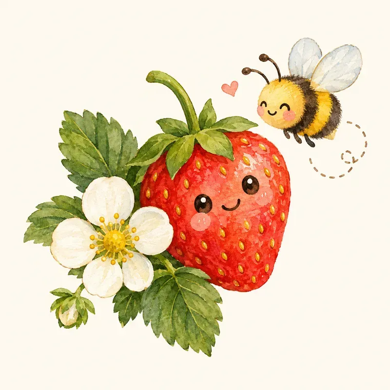 Kawaii Cottagecore Strawberry Cliparts