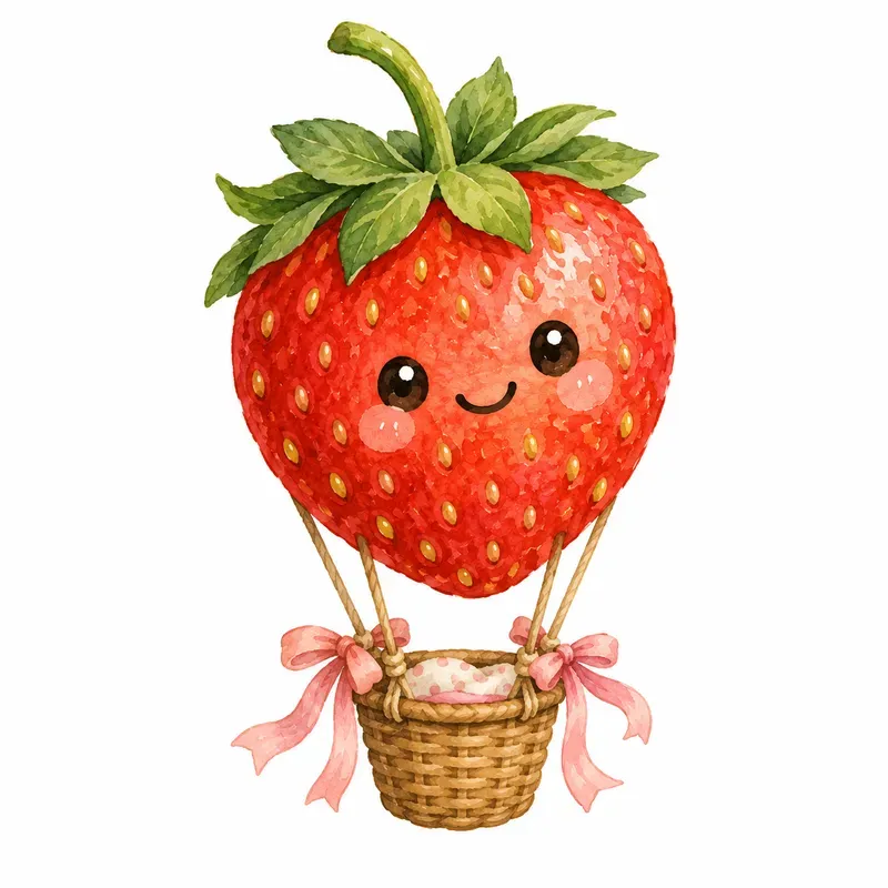 Kawaii Cottagecore Strawberry Cliparts