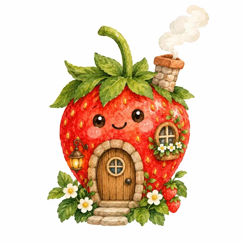 Kawaii Cottagecore Strawberry Cliparts