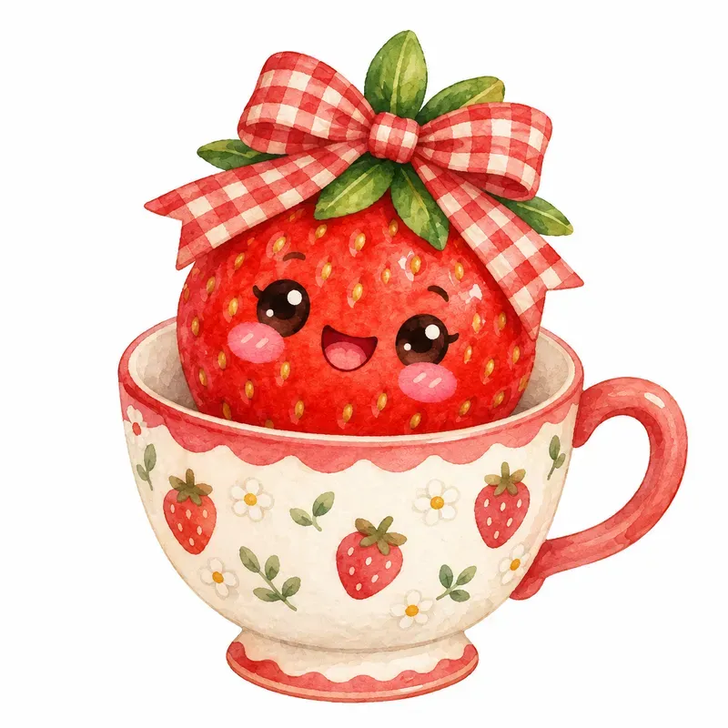 Kawaii Cottagecore Strawberry Cliparts