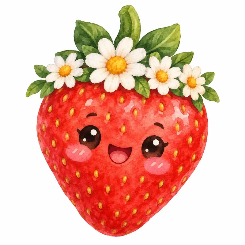 Kawaii Cottagecore Strawberry Cliparts