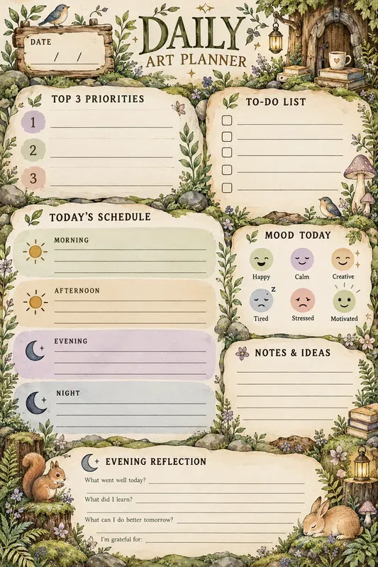 Daily Art Planner Printable Generator