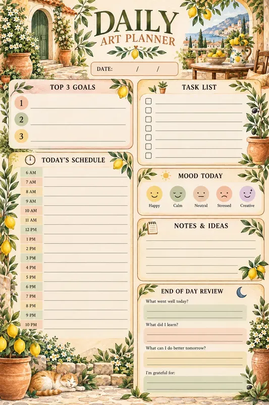 Daily Art Planner Printable Generator