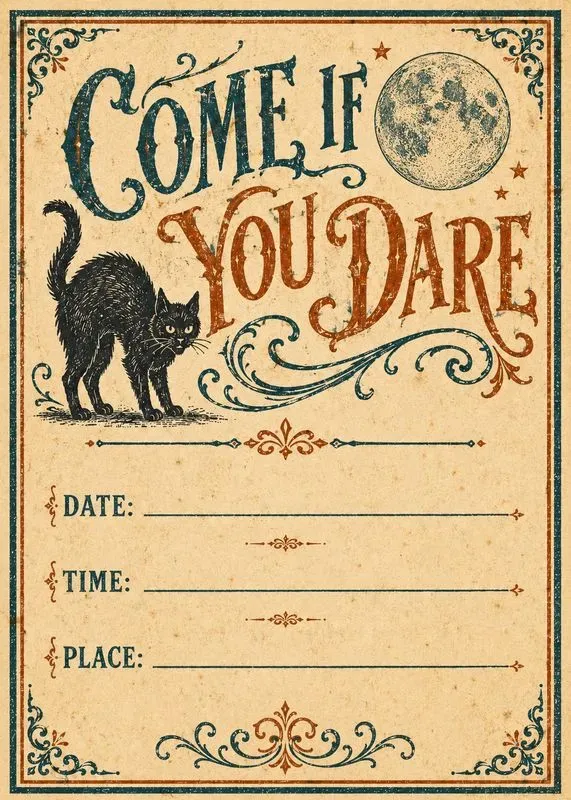 Vintage Halloween Party Invitation Cards