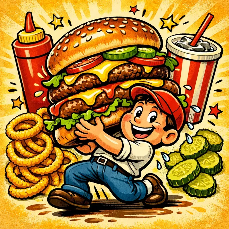 Retro Cartoon Giant Sandwich Characters