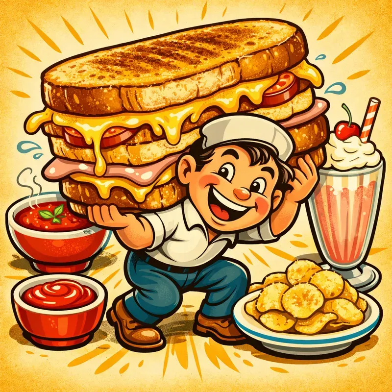 Retro Cartoon Giant Sandwich Characters