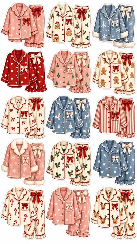 Christmas Pajama Party Sticker Sheets