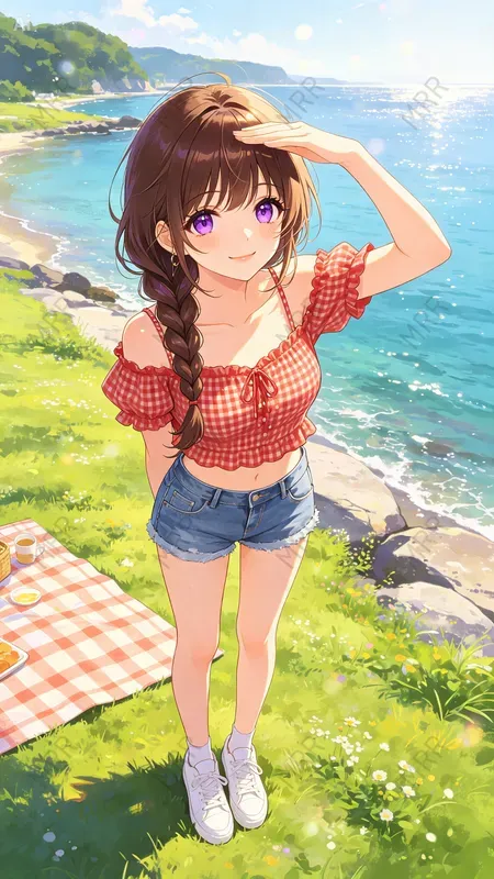 Anime Beach Girl Illustrations