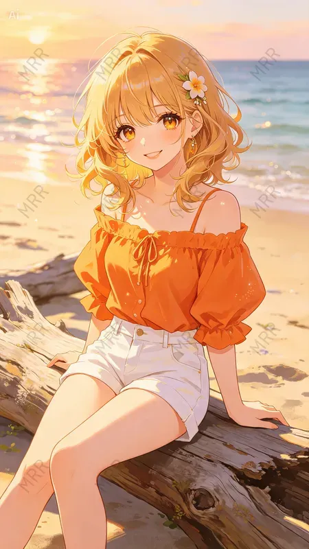 Anime Beach Girl Illustrations