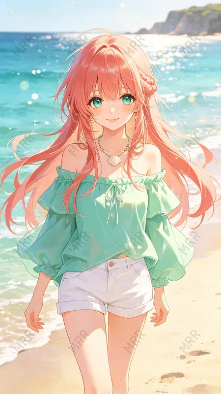 Anime Beach Girl Illustrations