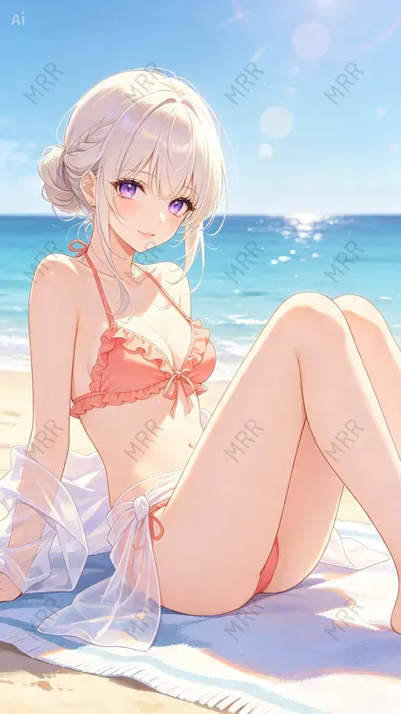 Anime Beach Girl Illustrations