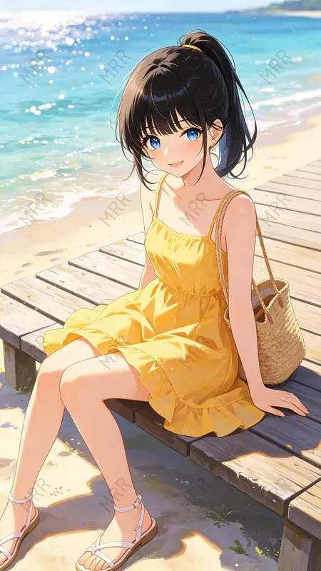 Anime Beach Girl Illustrations