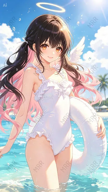 Anime Beach Girl Illustrations