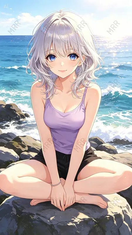 Anime Beach Girl Illustrations