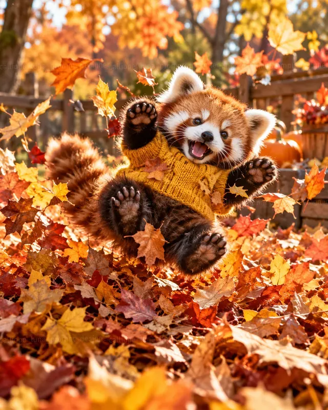 Hyperrealistic Baby Animals In Leaf Piles