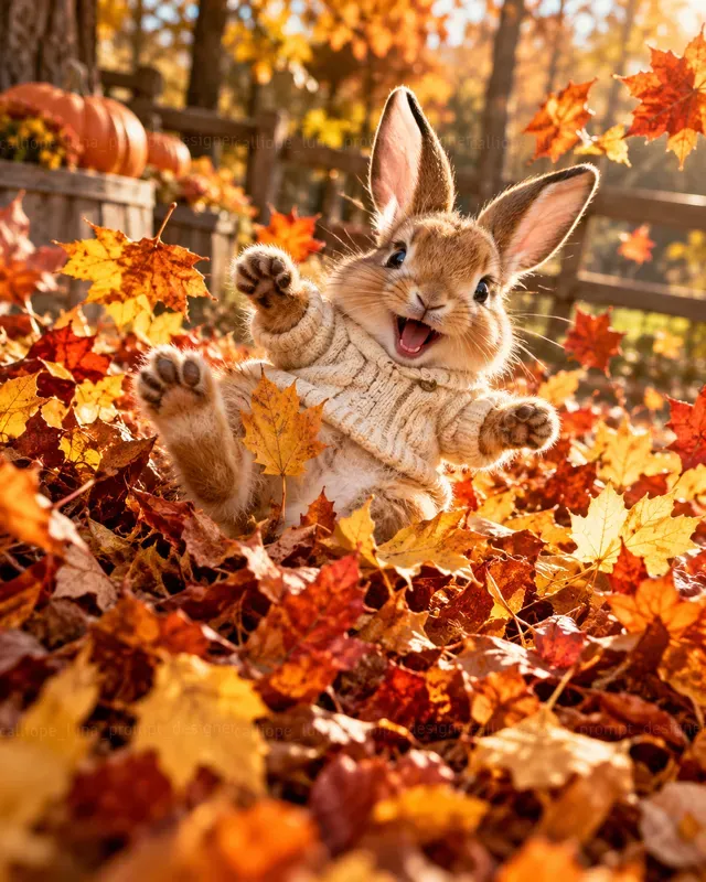 Hyperrealistic Baby Animals In Leaf Piles