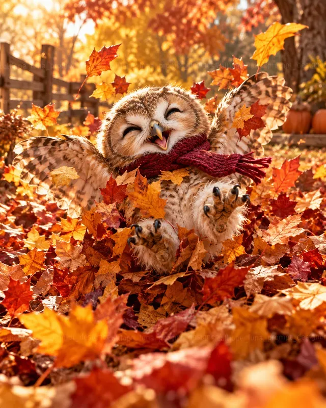 Hyperrealistic Baby Animals In Leaf Piles