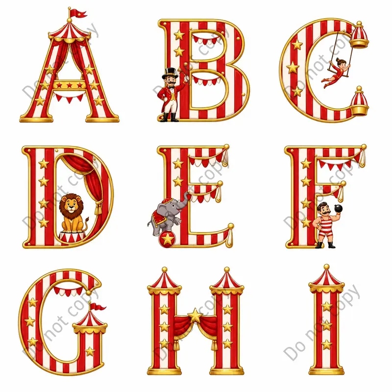 Circus Alphabet Clipart Sheets