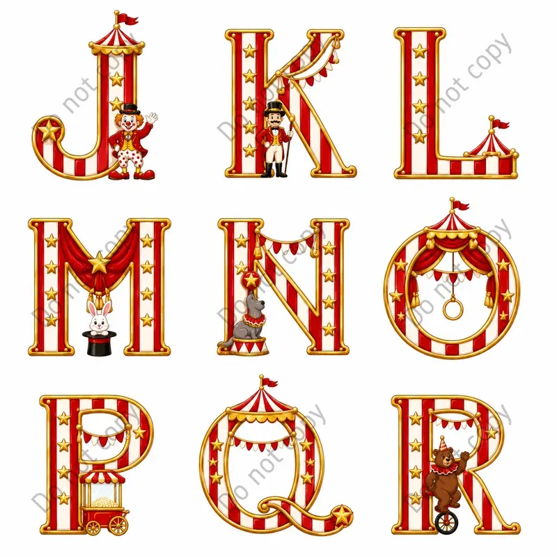 Circus Alphabet Clipart Sheets