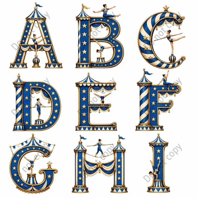 Circus Alphabet Clipart Sheets