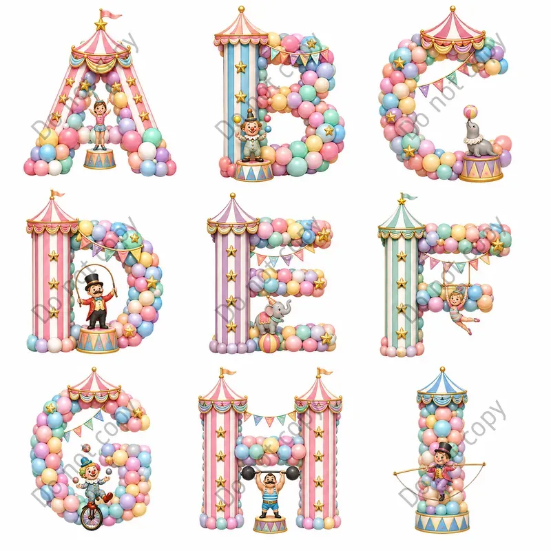 Circus Alphabet Clipart Sheets